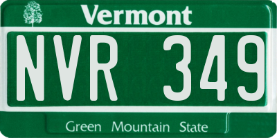 VT license plate NVR349