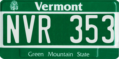 VT license plate NVR353