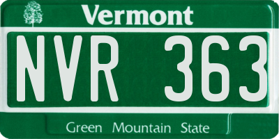 VT license plate NVR363