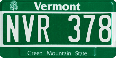 VT license plate NVR378