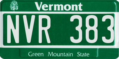VT license plate NVR383