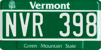 VT license plate NVR398