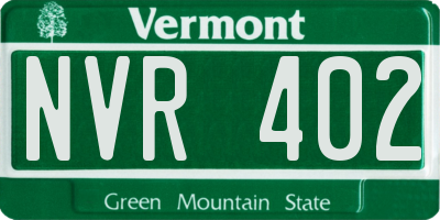VT license plate NVR402
