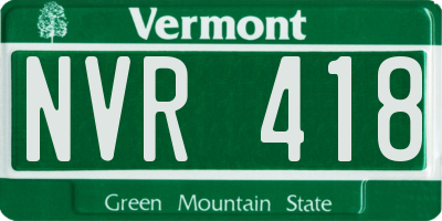VT license plate NVR418