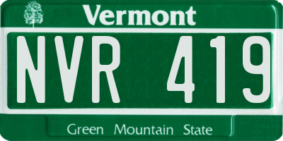 VT license plate NVR419