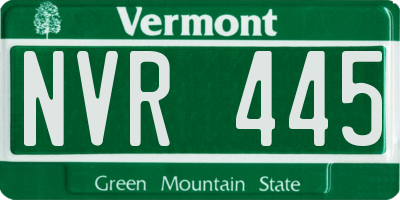 VT license plate NVR445