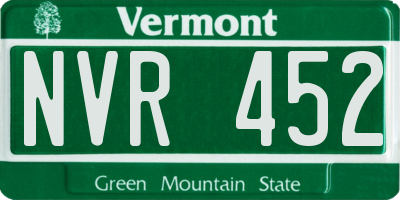 VT license plate NVR452
