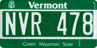 VT license plate NVR478
