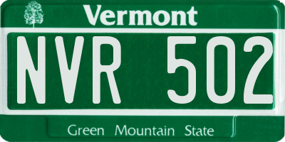 VT license plate NVR502