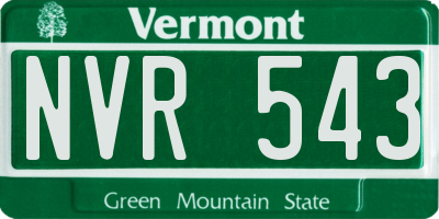 VT license plate NVR543