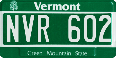 VT license plate NVR602