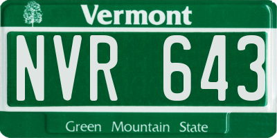 VT license plate NVR643