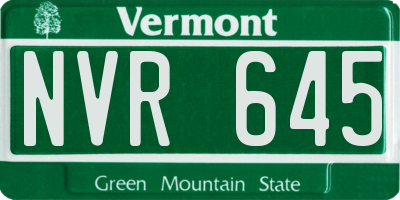 VT license plate NVR645