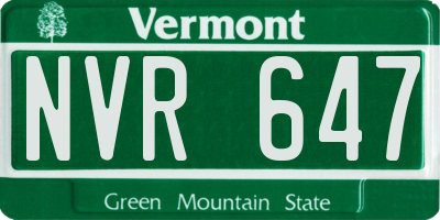 VT license plate NVR647