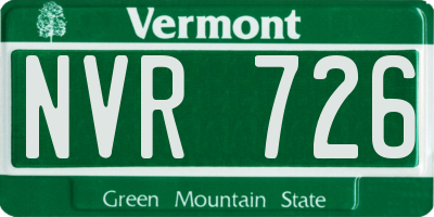 VT license plate NVR726