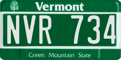 VT license plate NVR734