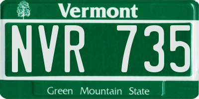 VT license plate NVR735