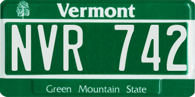 VT license plate NVR742