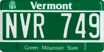 VT license plate NVR749