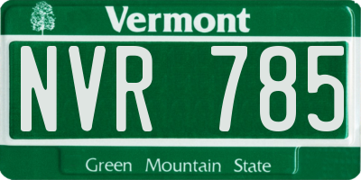 VT license plate NVR785