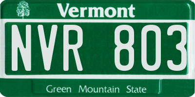 VT license plate NVR803