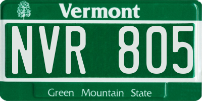 VT license plate NVR805