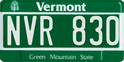 VT license plate NVR830