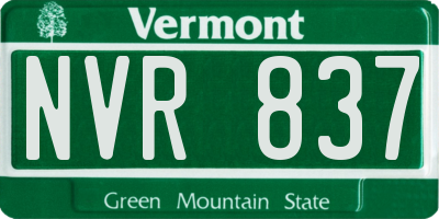 VT license plate NVR837