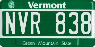 VT license plate NVR838