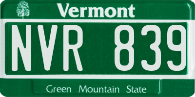 VT license plate NVR839