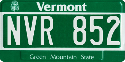 VT license plate NVR852