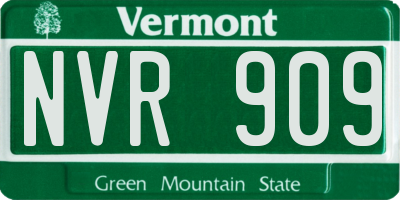 VT license plate NVR909