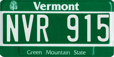 VT license plate NVR915