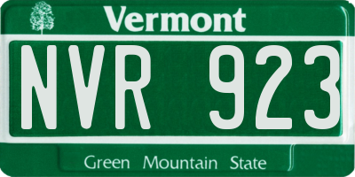VT license plate NVR923