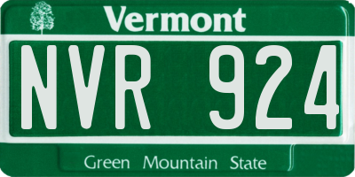 VT license plate NVR924