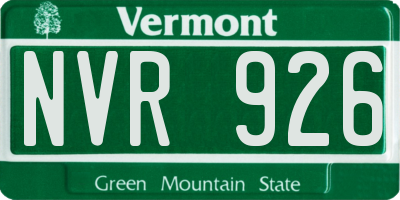 VT license plate NVR926