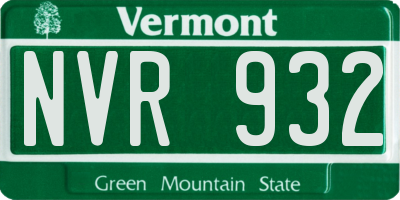 VT license plate NVR932