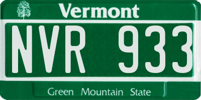 VT license plate NVR933