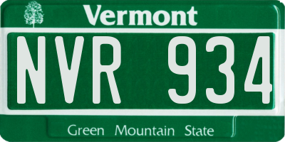 VT license plate NVR934