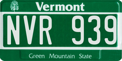 VT license plate NVR939