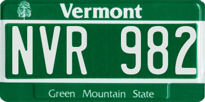 VT license plate NVR982