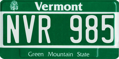 VT license plate NVR985