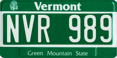 VT license plate NVR989