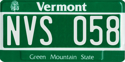 VT license plate NVS058