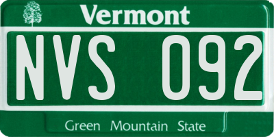 VT license plate NVS092