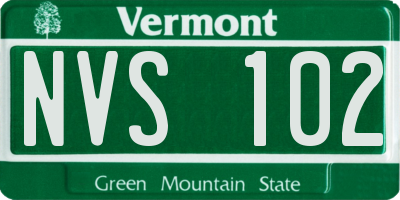 VT license plate NVS102