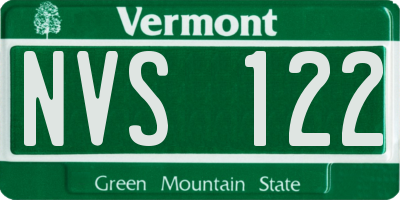 VT license plate NVS122