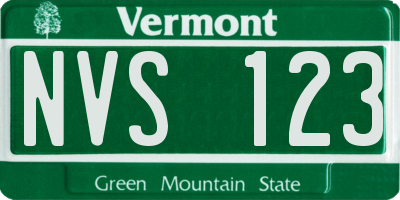 VT license plate NVS123
