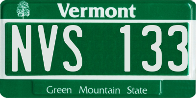 VT license plate NVS133