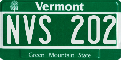 VT license plate NVS202